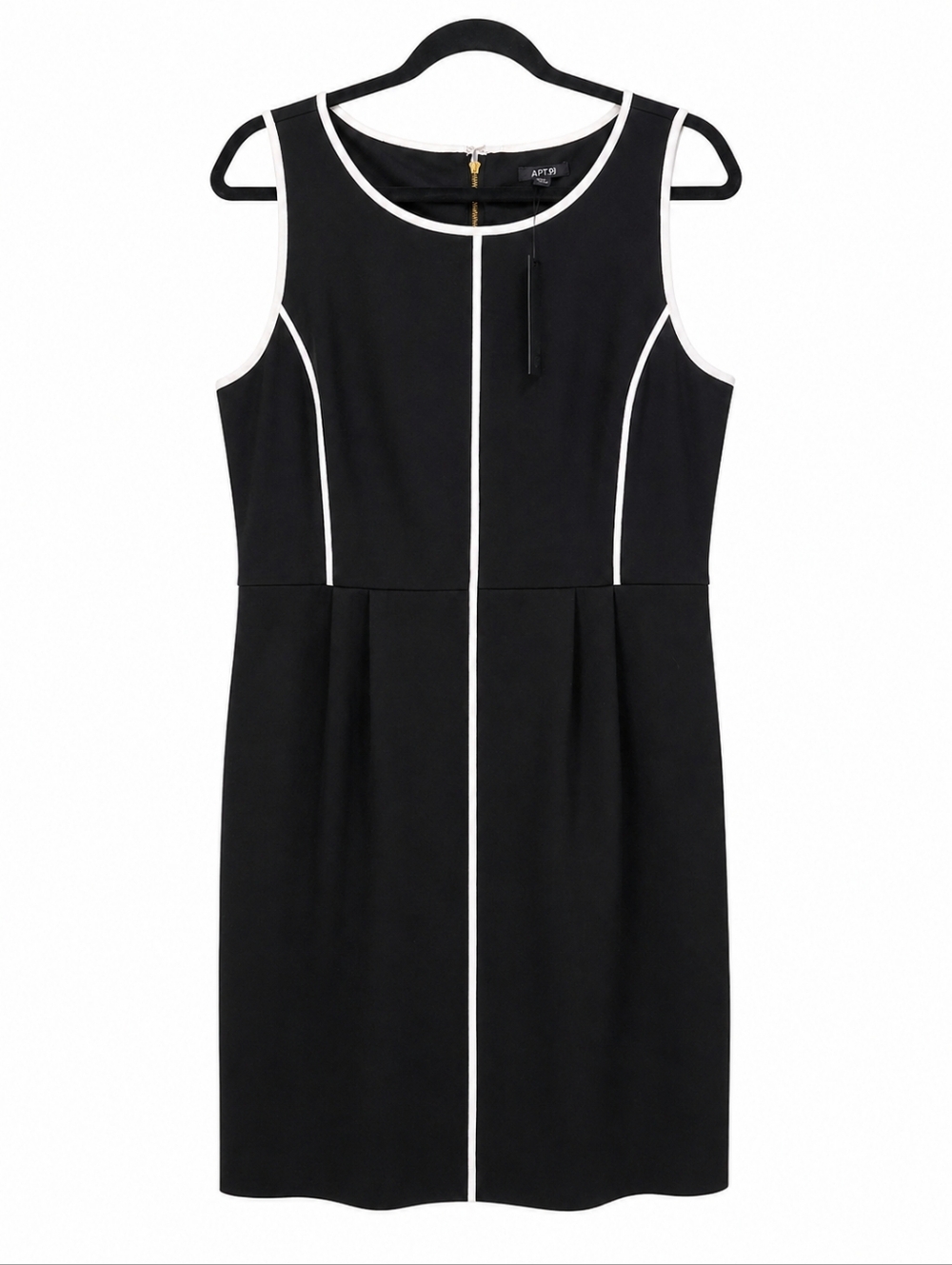 NWT APT. 9 Black Sleeveless Dress White Trim XL Classic Work Office Shift Dress